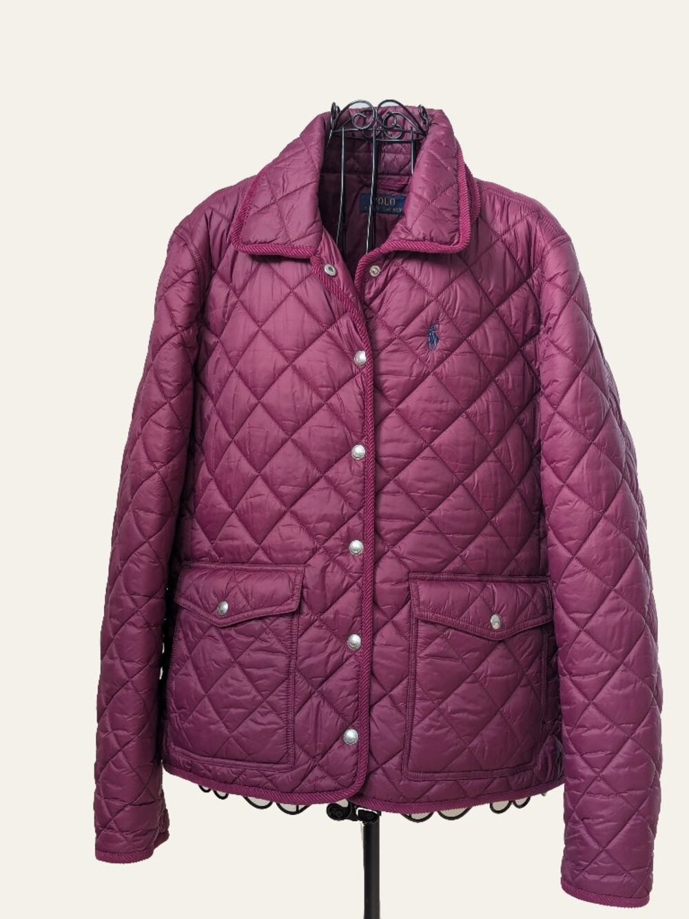 Polo Ralph Lauren XXL Burgundy Quilted Barn Jacket Corduroy Collar